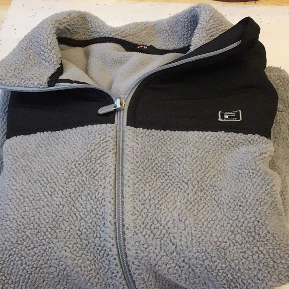 Fila Sport jacket medium gray zipper guard, pockets excellent